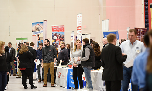 Employers and students at spring employment fair