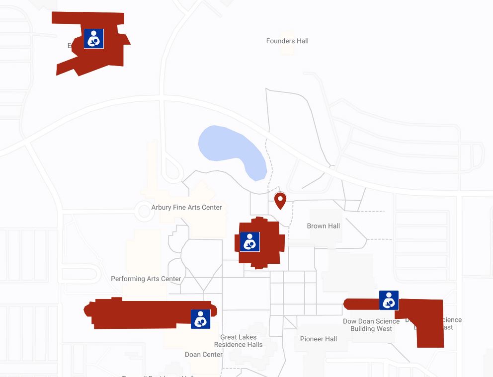 Map of lactation rooms on campus