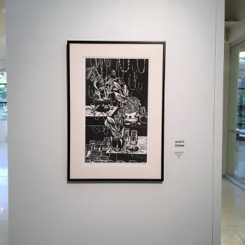 photo of a relief print done by student shannon hardy and awarded juror's choice
