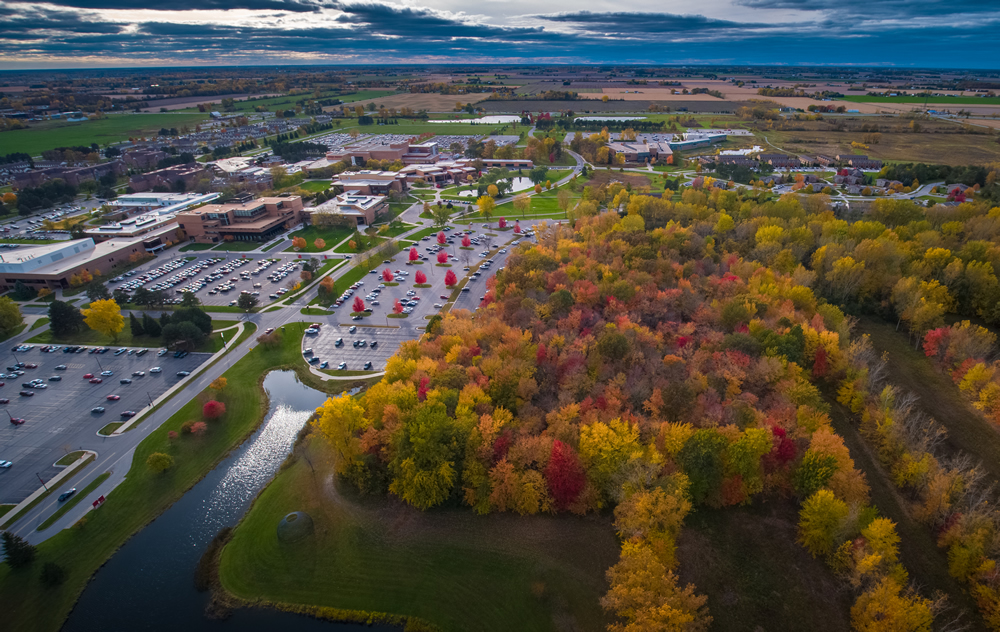 View from Drone of campus
