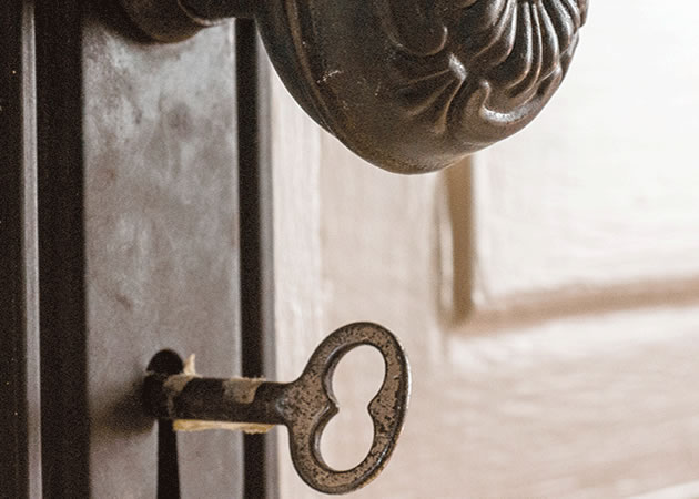 Key in a lock on a door