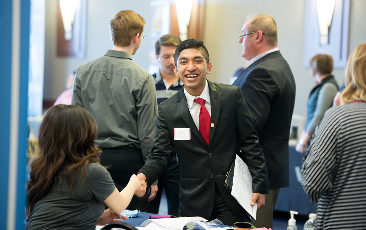 student at employment fair