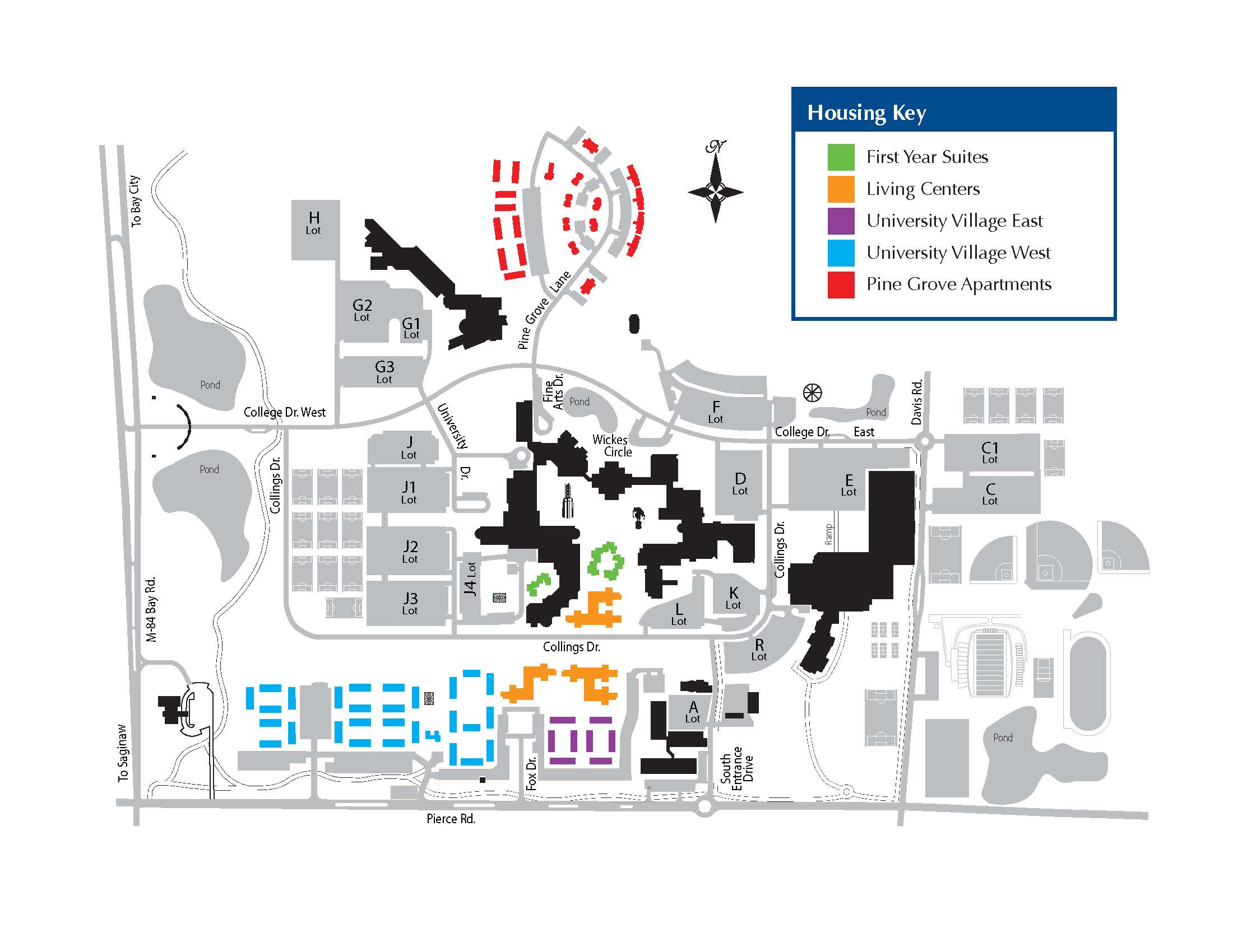 Housing Map showing various locations of each unit