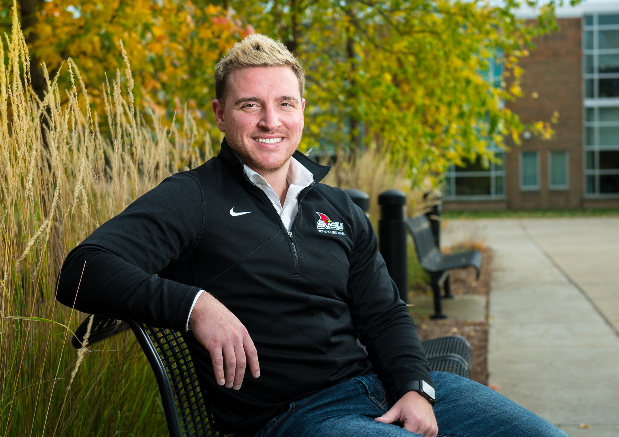 Chaz Fowler sitting on bench