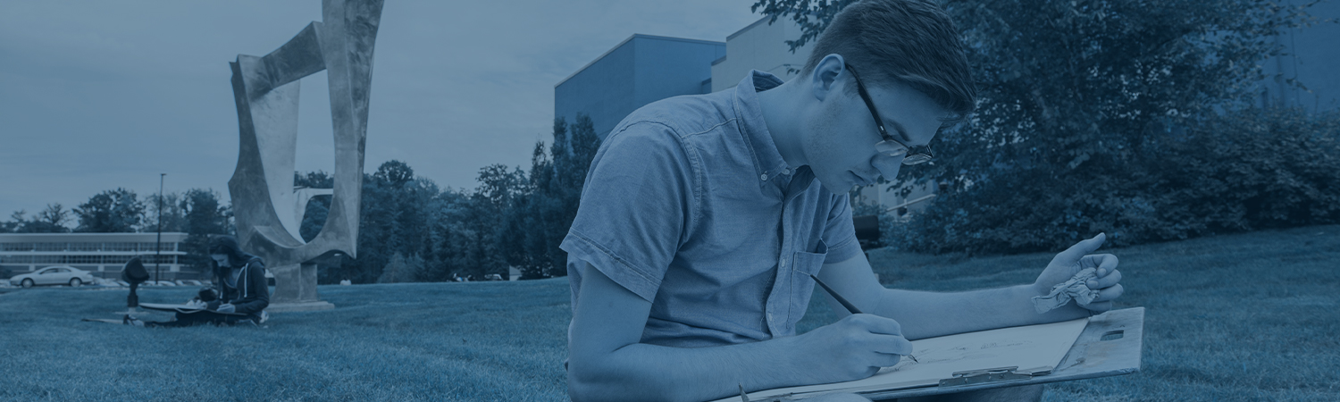 Art Students drawing outside