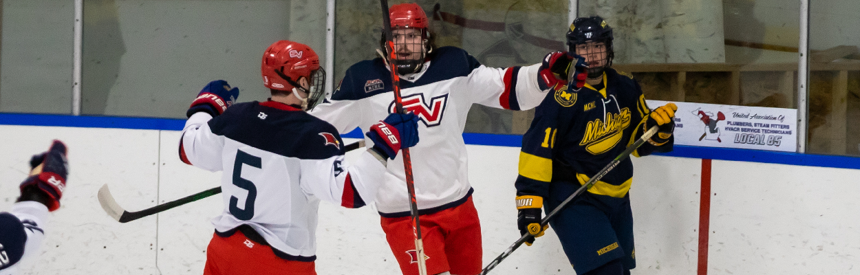 A hockey game playing out