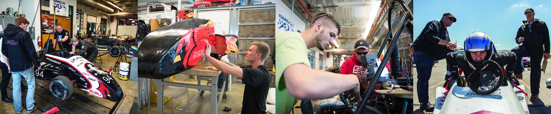 Cardinal Formula Racing Banner with students