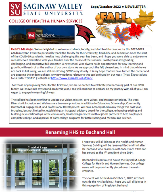 Cover page of September and October Newsletter