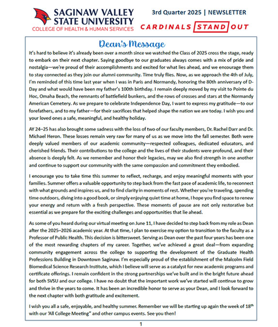 HHS Newsletter Cover July - Sept