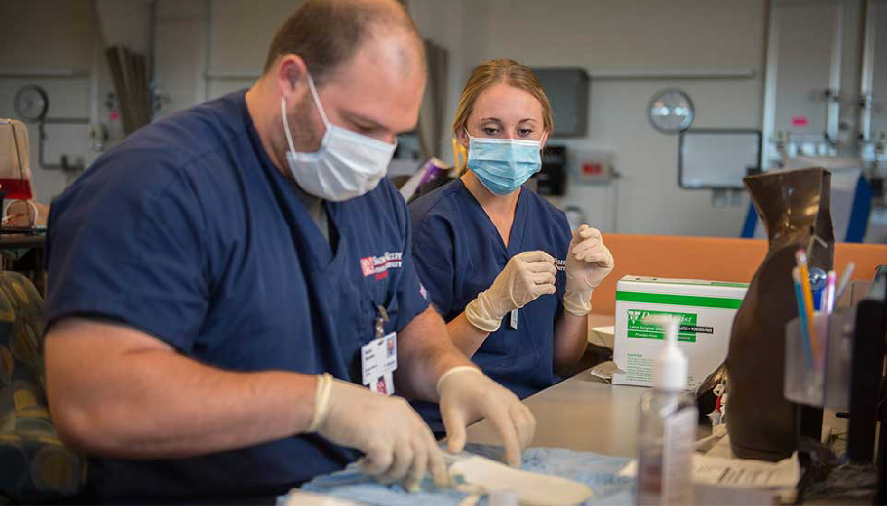 Nursing Students preparing a sample