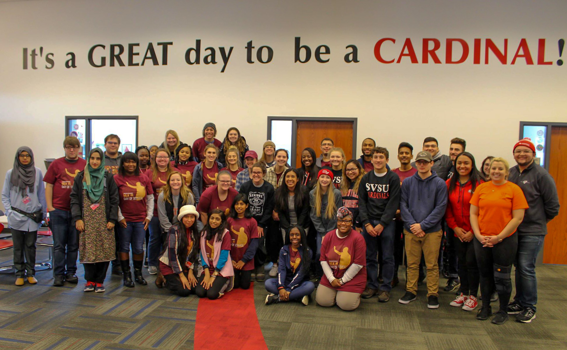 SVSU Students and staff pose with State Representative Vanessa Guerra, who was the keynote speaker for the day of service