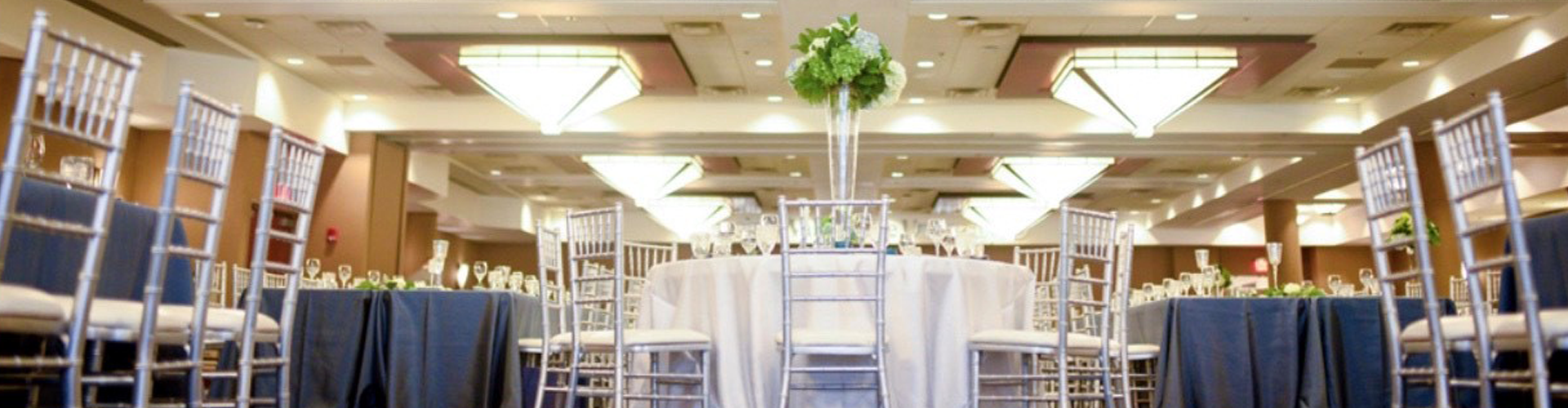 Banquet Room Set up for Blue Wedding Event