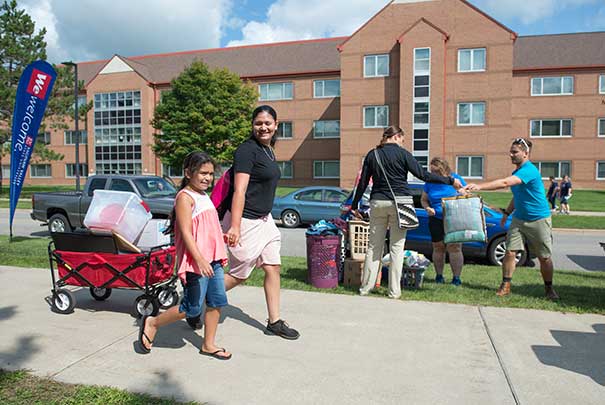 Students moving in to the dorms. 