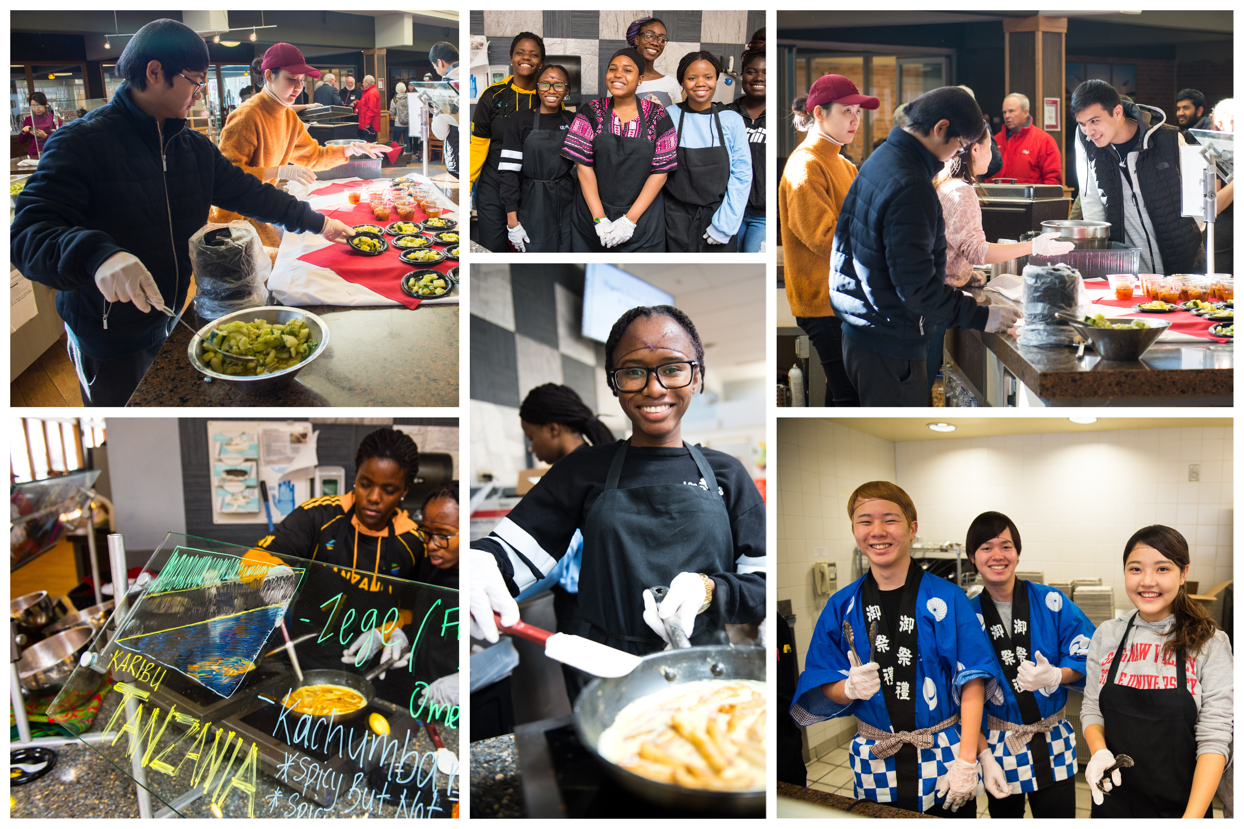 International students cooking and serving traditional foods