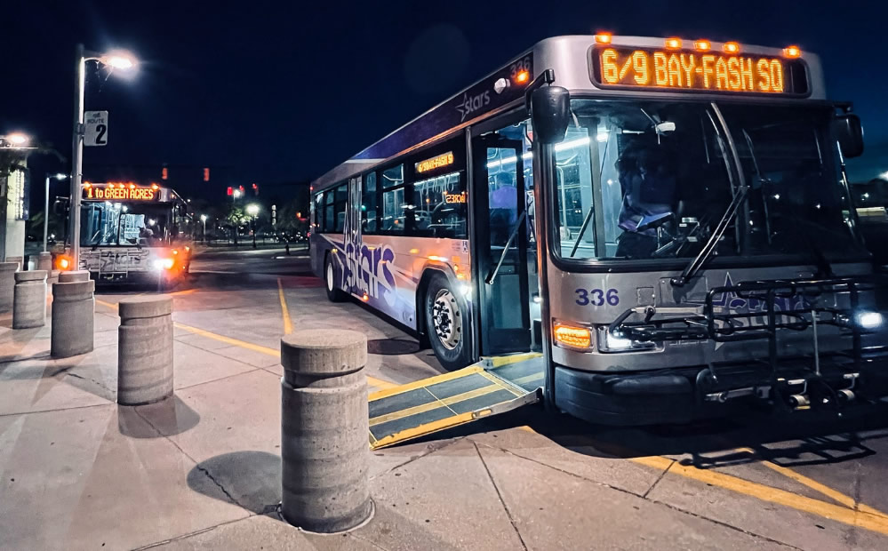 STARS bus at night