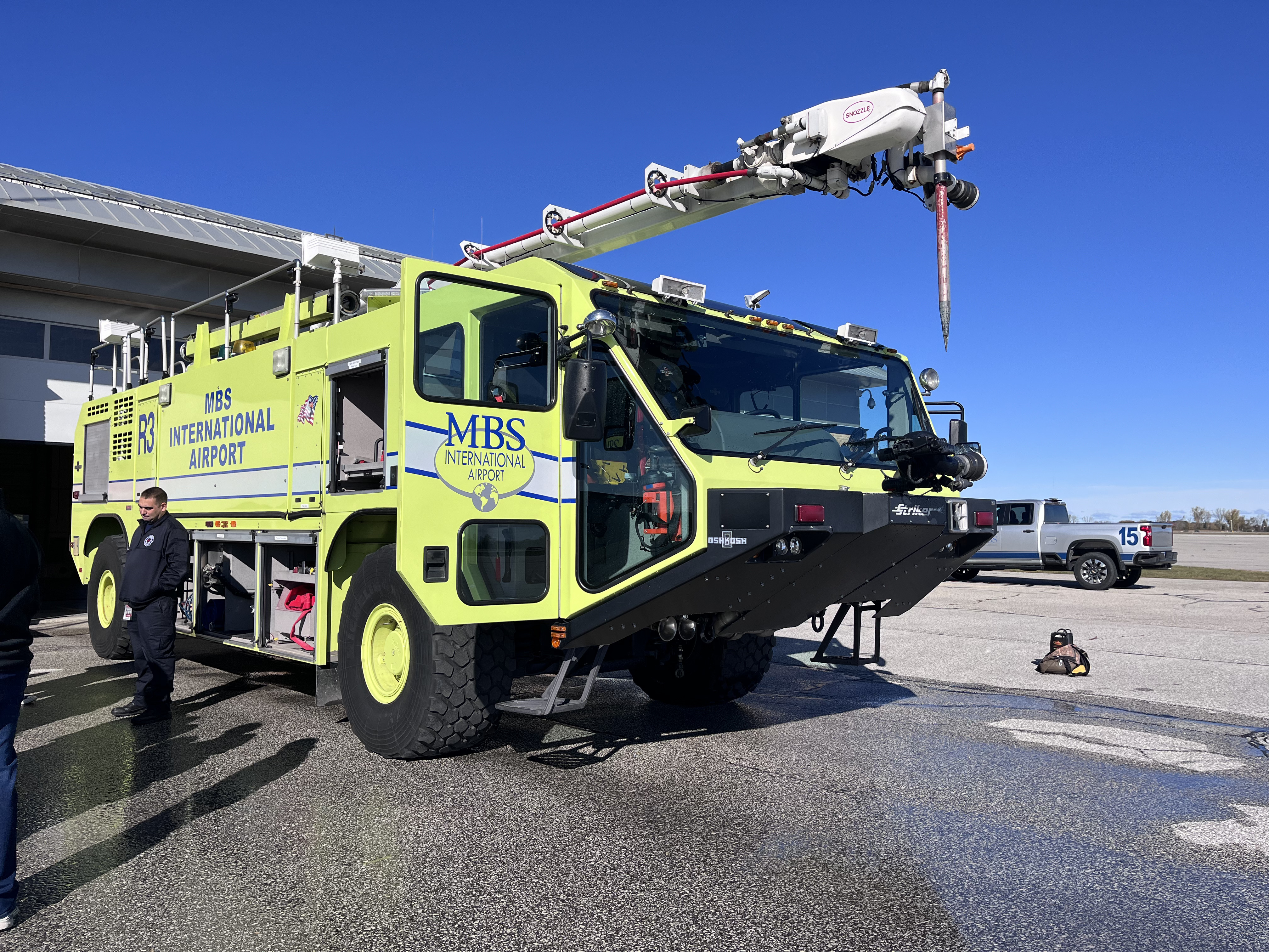 Person showing machine