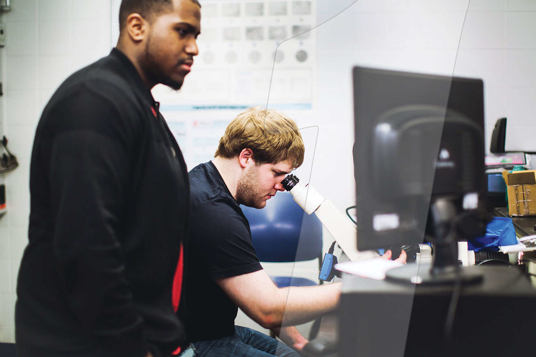 Two people on a computer