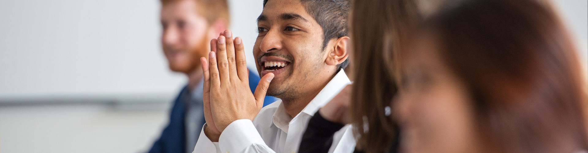 Transfer student in classroom looking to left