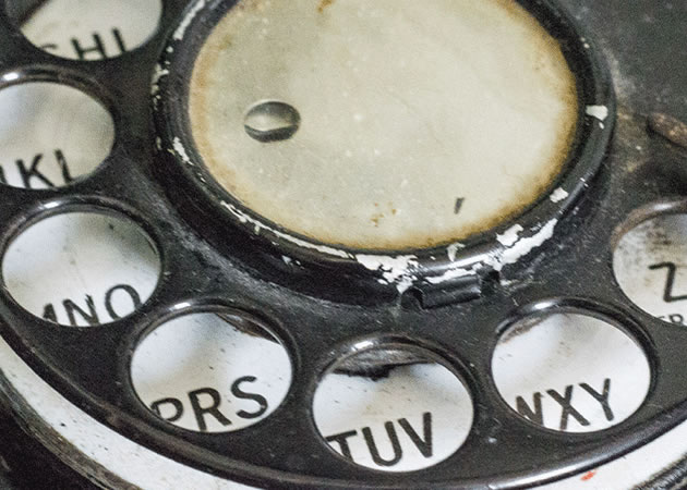 Close up of rotary phone dial